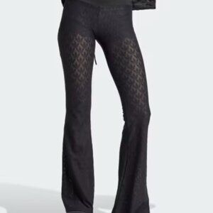 Fashion Monogram Lace Flared Pants - Medium - Black